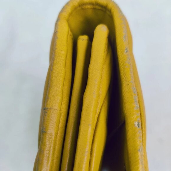 Miu Miu Wallet Matelasse Flap Long Wallet Calfskin Mustard Yellow No Returns - Picture 11 of 16